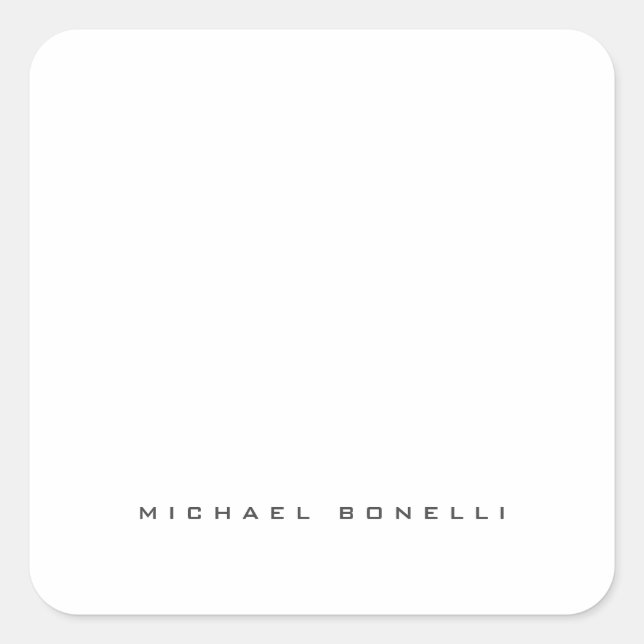 Modern Own Name Professional Minimalist Plain Square Sticker (Front)