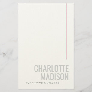 Modern Own Name Trendy Minimalist Plain Stationery