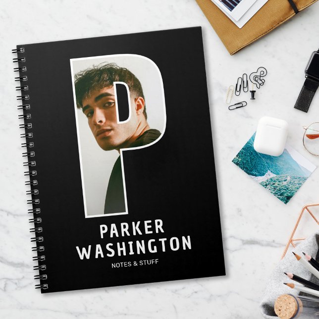 Modern "P" Photo Initial Monogram Notebook (Creator Uploaded)
