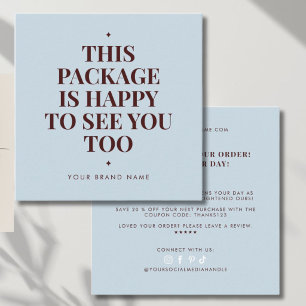 Modern packaging insert thank you business card