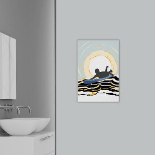 Modern Paddling Surfer At Sundown Poster