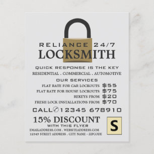 Modern Padlock, Locksmith Advertising Flyer