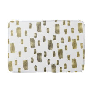 Modern Paint Brush Gold Copper Bronze Sparkle Bath Mat