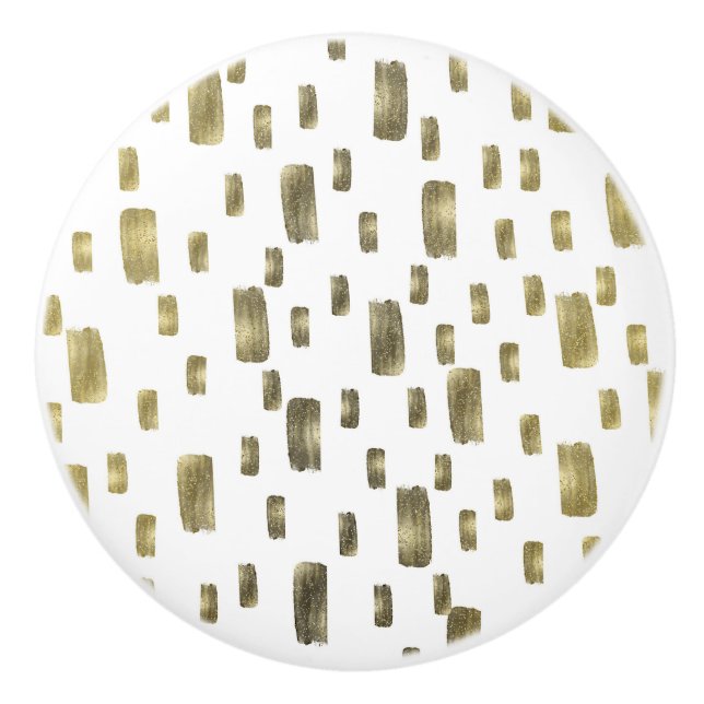 Modern Paint Brush Gold Copper Bronze Sparkle Ceramic Knob (Front)