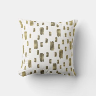 Modern Paint Brush Gold Copper Bronze Sparkle Cushion