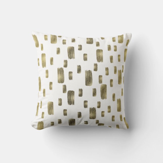 Modern Paint Brush Gold Copper Bronze Sparkle Cushion (Front)