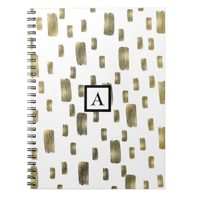Modern Paint Brush Gold Copper Bronze Sparkle Notebook (Front)
