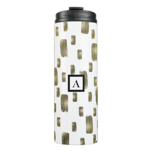 Modern Paint Brush Gold Copper Bronze Sparkle Thermal Tumbler