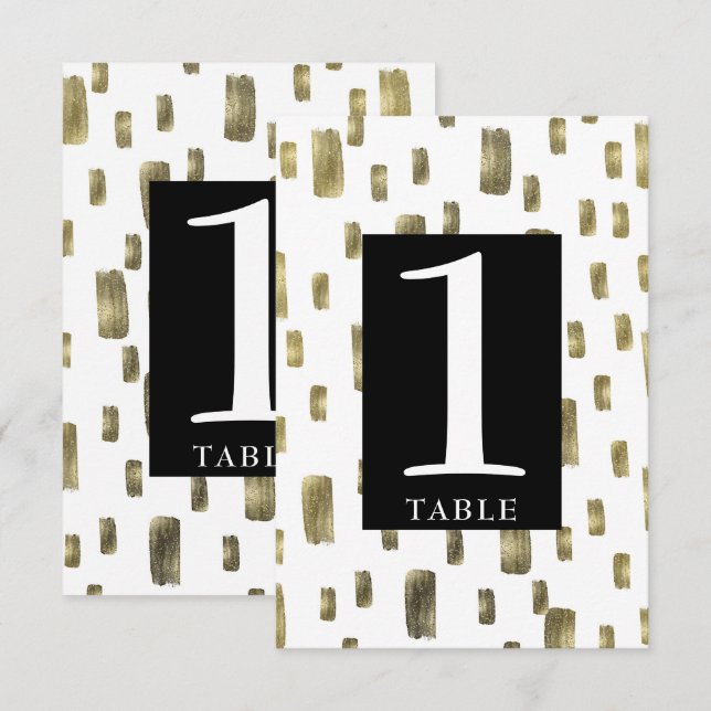 Modern Paint Brush Gold Copper Bronze Table Number (Front/Back)