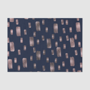 Modern Paint Brush Rose Gold & Navy Blue Sparkle Tissue Paper
