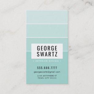 MODERN PAINT CHIP simple smart mint green Business Card