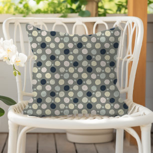 Modern Paint Dots Sage Green Navy Blue Pastel Cushion