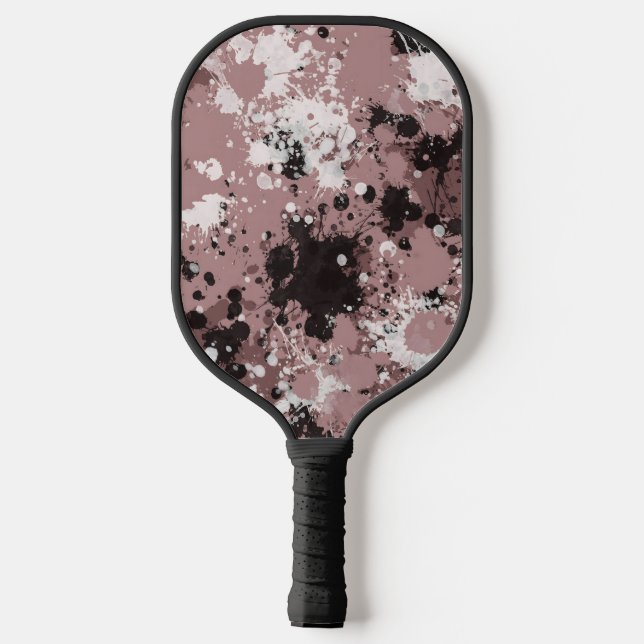 Modern paint splatter personalised  pickleball paddle (Back)