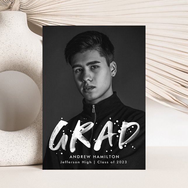 Modern Paint Splatter Photo Graduation Announcement (Creator Uploaded)