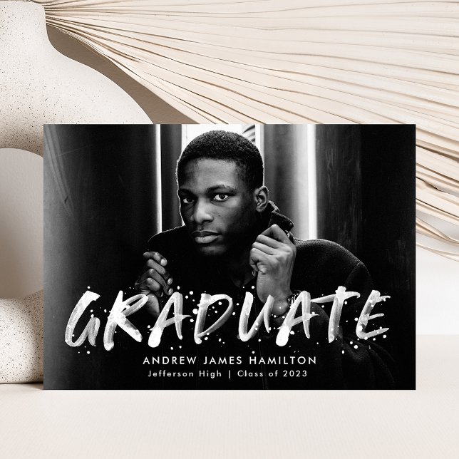 Modern Paint Splatter Photo Graduation Announcement (Creator Uploaded)