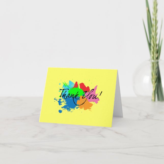 Modern Paint Splatter Thank You Note Card (Front)