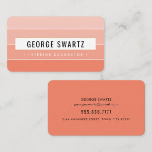 MODERN PAINT SWATCH simple bold orange black Business Card