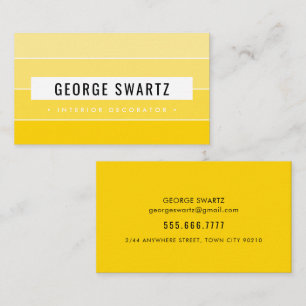 MODERN PAINT SWATCH simple trendy yellow black Business Card