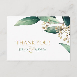 Modern painted botanical greenery rustic thank you card