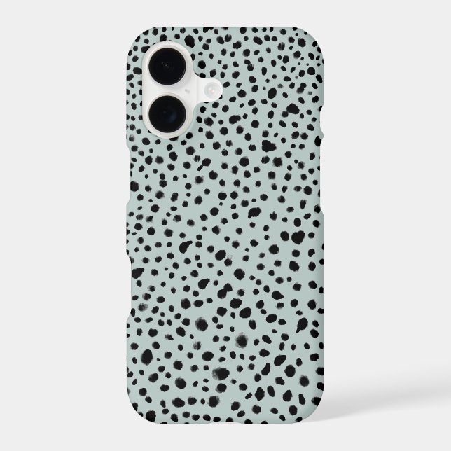 Modern Painted Dots Grey Blue Mint iPhone Case (Back)