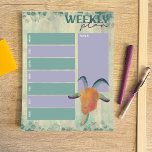 Modern Painted Goat Illustration Weekly Planner Notepad<br><div class="desc">Stay organised with this weekly planner pad. It features my artsy watercolor painted style illustration of a goat's head. This cute and colourful goat has horns and a beard and is shades of orange,  blue,  teal,  and purple. He's set against a coordinating paint splattered background.</div>