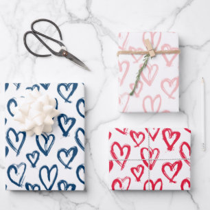 Modern Painted Heart Wrapping Paper Sheet