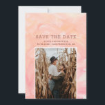 Modern painted pink blush brush strokes wedding save the date<br><div class="desc">Modern brush strokes painted photo wedding Save the Date card in pink blush peach colours. Please contact me if you need additional items.</div>