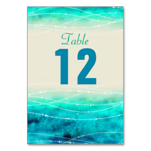 Modern painted sparkle sea Wedding table numbers