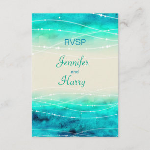 Modern painted sparkle seas wedding RSVP