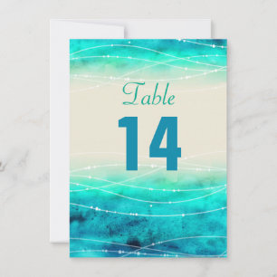 Modern painted sparkle seas wedding table numbers