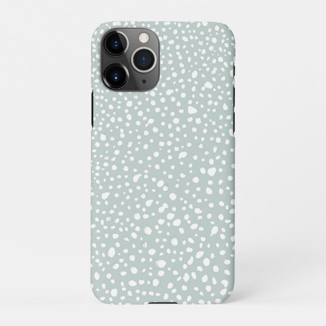 Modern Painted White Dots Grey Blue Mint iPhone Case (Back)