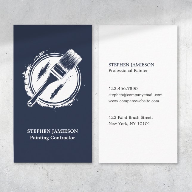 Modern Painter & Decorator Navy Blue White Business Card (Creator Uploaded)