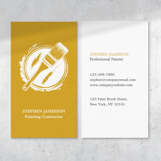 Modern Painter & Decorator Yellow and White  Business Card (Creator Uploaded)