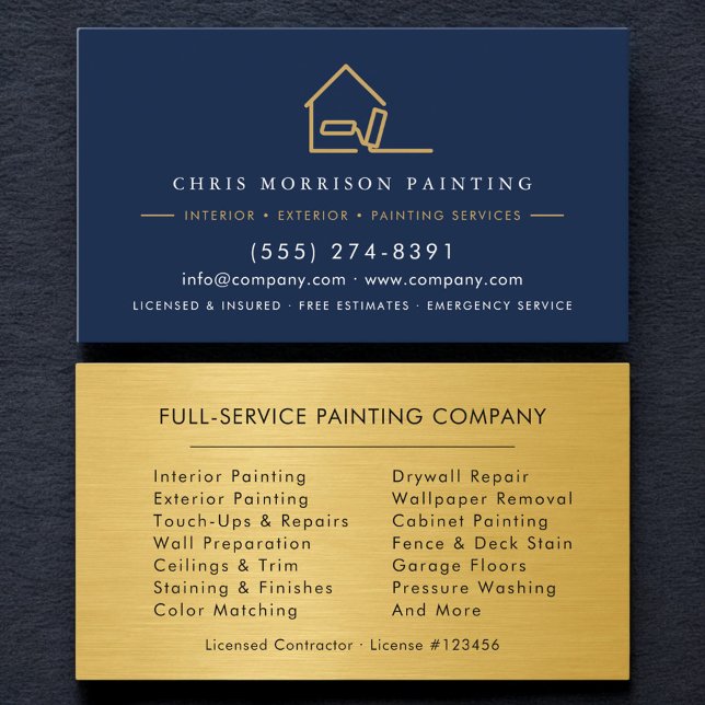 Modern Painter Painting Metallic Gold Business Card (Creator Uploaded)