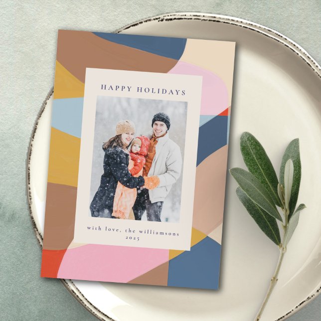 Modern Painterly Abstract Colourful Christmas Phot Holiday Card (Creator Uploaded)