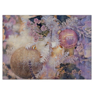 Modern Painting Christmas Tree Purple Decorations Cutting Board
