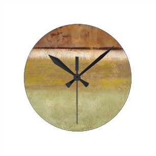 Modern Painting in Earth Tones by Norman Wyatt Round Clock