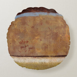 Modern Painting in Earth Tones by Norman Wyatt Round Cushion