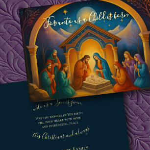 Modern Painting Nativity Scene Holiday Card