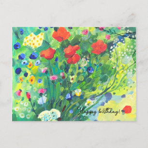 modern painting, poppies under the sun postcard