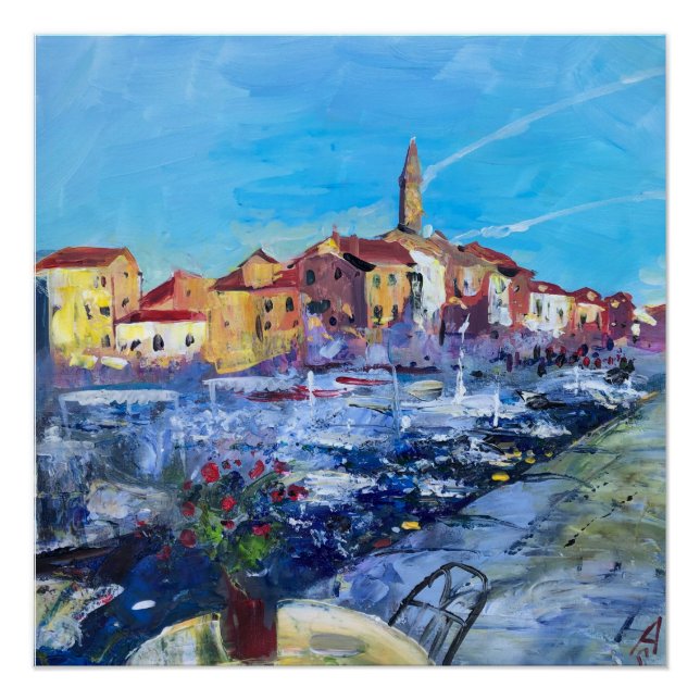 Modern painting summer Rovinj in Croatia Poster (Front)