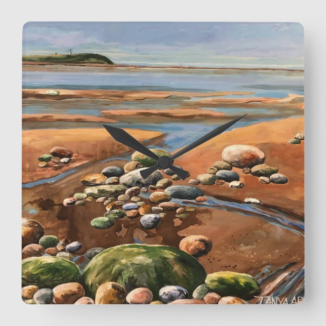  Modern Painting Tides Out  Square Wall Clock (Front)