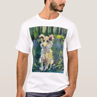 modern painting, white dog in the grass T-Shirt