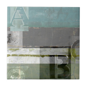 Modern Painting with Assorted Letters Ceramic Tile