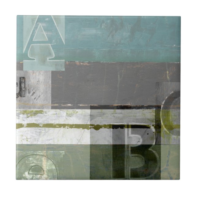 Modern Painting with Assorted Letters Ceramic Tile (Front)
