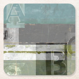 Modern Painting with Assorted Letters Square Paper Coaster