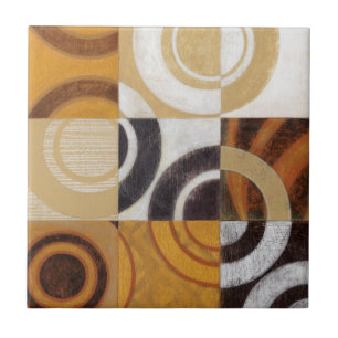 Modern Painting with Circular Patterns Ceramic Tile
