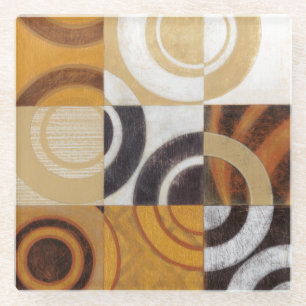 Modern Painting with Circular Patterns Glass Coaster