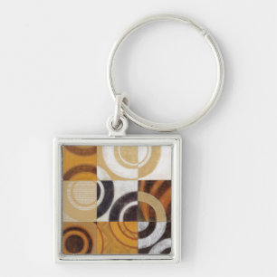 Modern Painting with Circular Patterns Key Ring