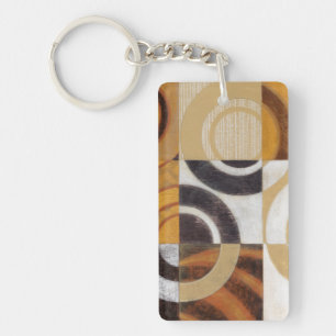 Modern Painting with Circular Patterns Key Ring